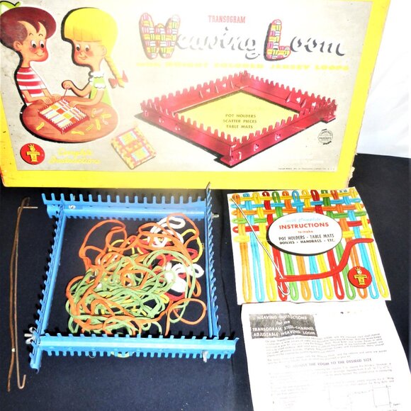 Transogram Other - 1954 Adjustable WEAVING LOOM Vintage Linen Hand Knitted Pot Holders Table Mats